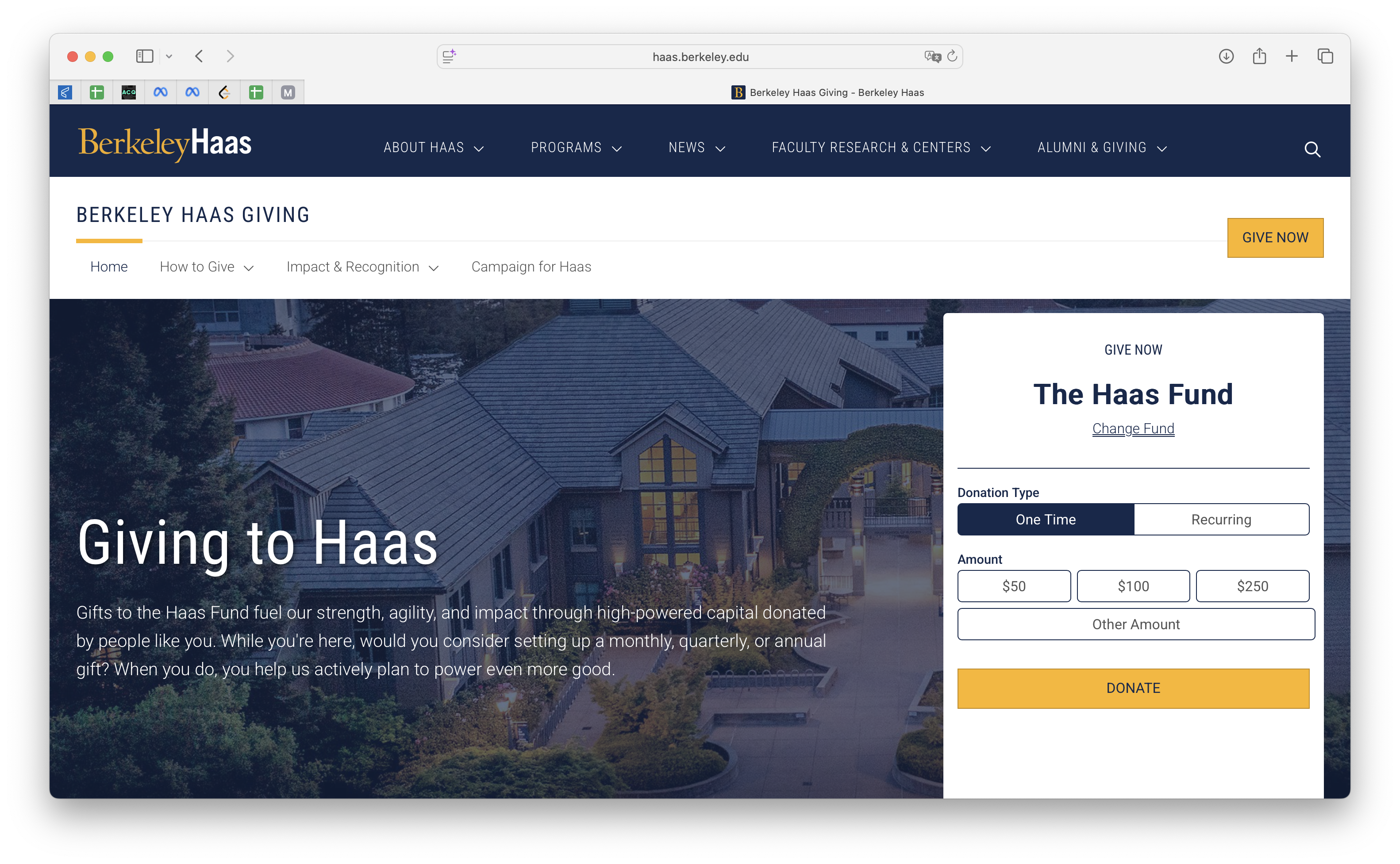 Main Haas Site see Give Haas button at the bottom