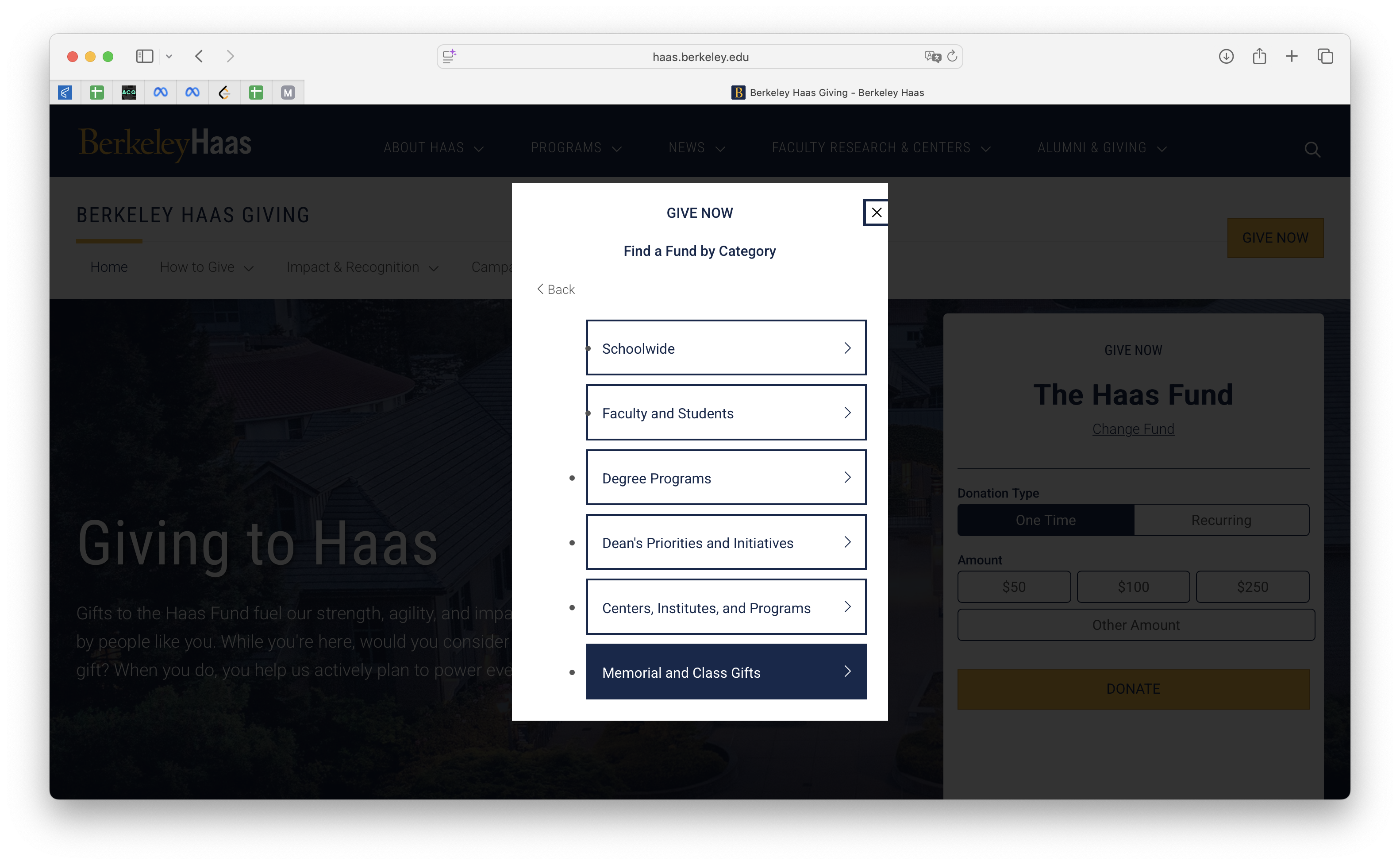 Main Haas Site see Give Haas button at the bottom
