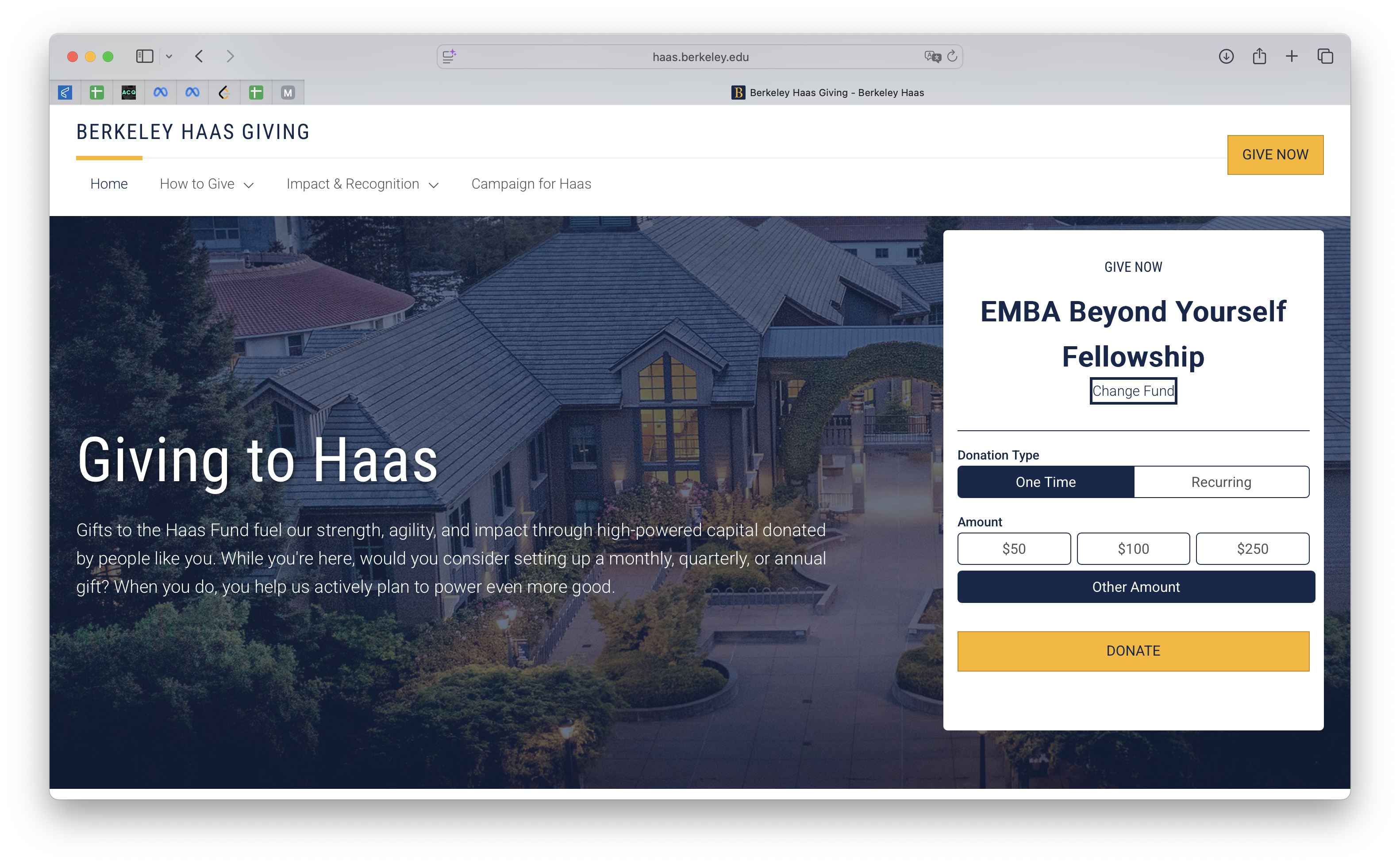 Main Haas Site see Give Haas button at the bottom